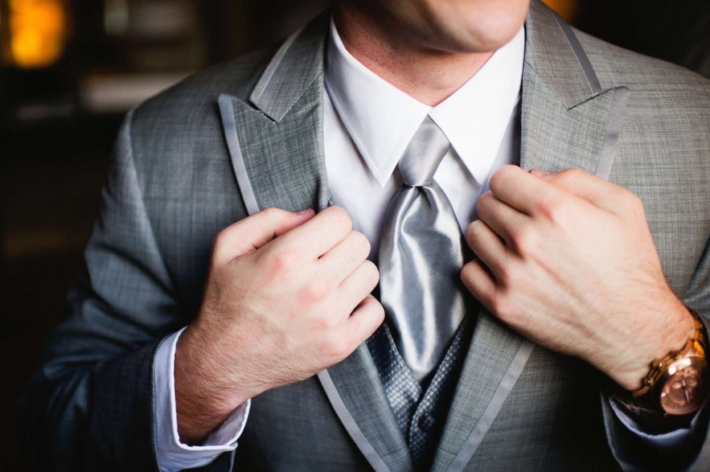 Mens Wearhouse Sprin Lookbook Closeup of mans gray suit