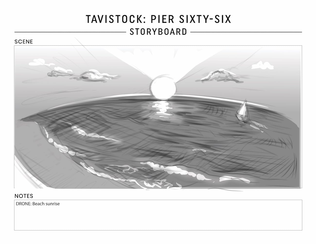 Tavistock Development Company C&I Studios Marketing Solutions Pier Sixty Six Storyboard Beach sunrise