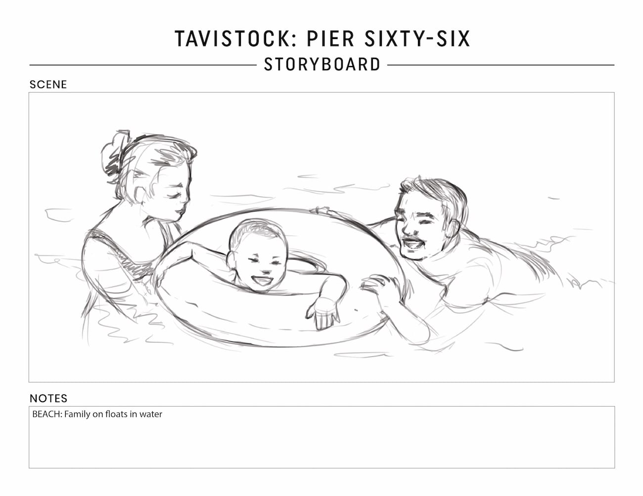 Tavistock Development Company C&I Studios Marketing Solutions Pier Sixty Six Storyboard Family on floats in water