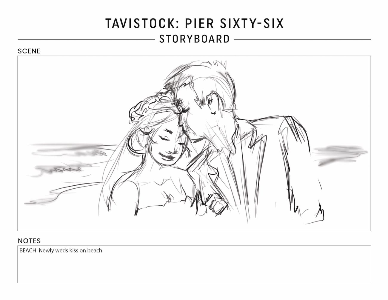 Tavistock Development Company C&I Studios Marketing Solutions Pier Sixty Six Storyboard Newly weds on the beach