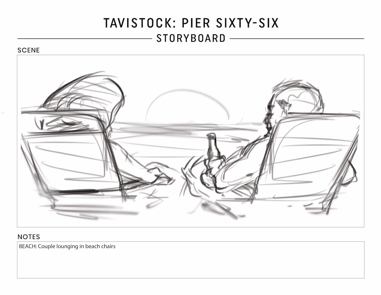 Tavistock Development Company C&I Studios Marketing Solutions Pier Sixty Six Storyboard Couple lounging in beach chairs