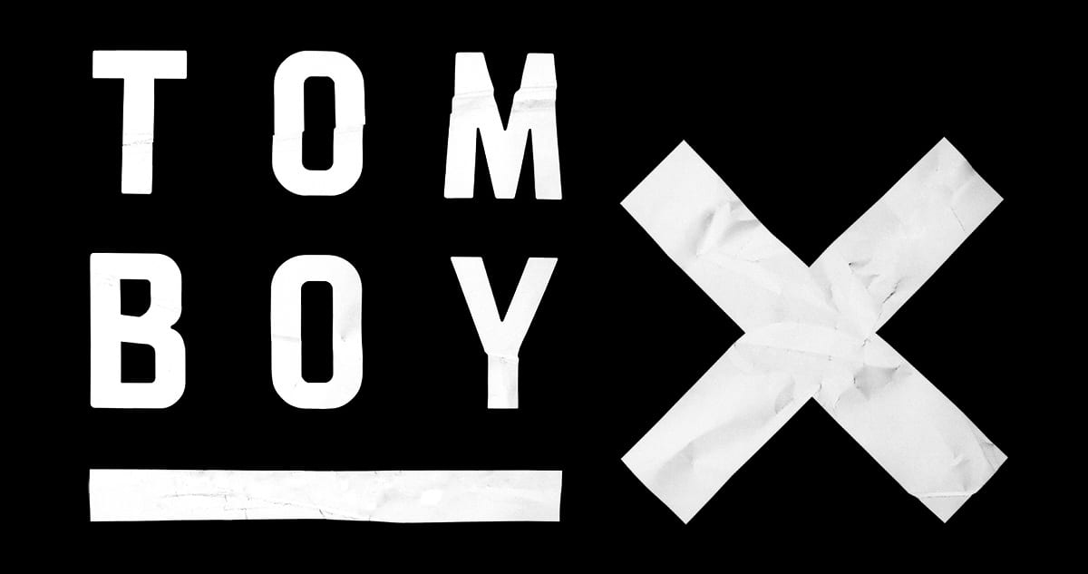 IU C&I Studios Page Large white TomboyX Logo on black background