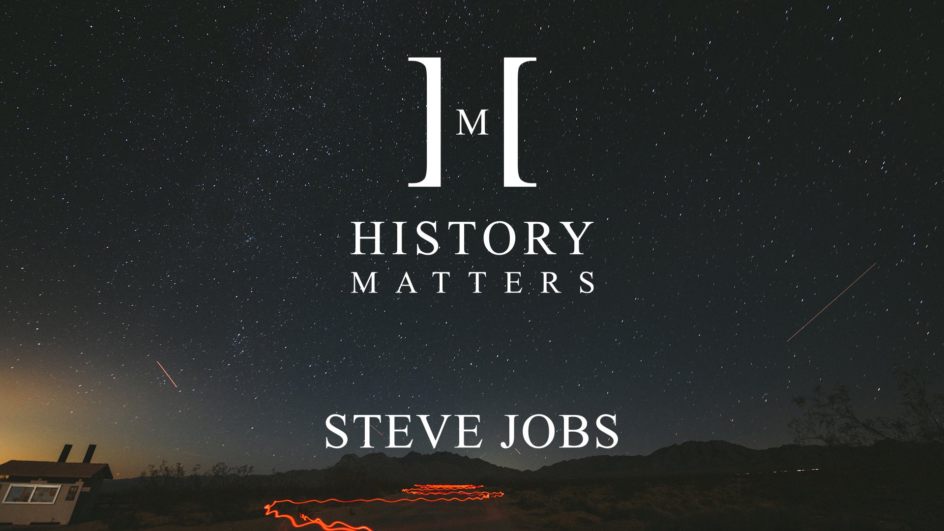 IU C&I Studios Page White History Matters Steve Jobs logo with background of a starry night