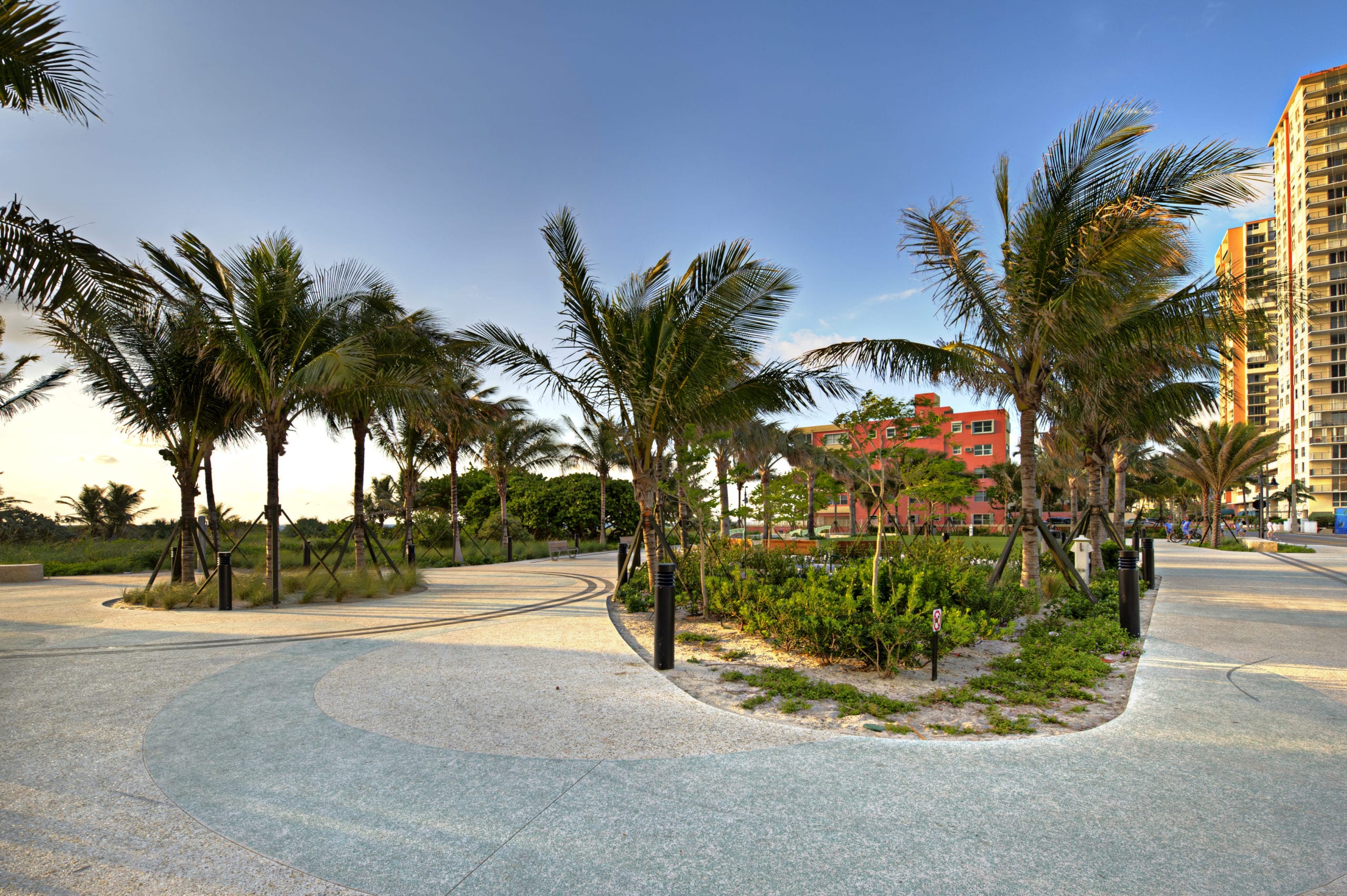 EDSA Pompano Beach Boulevard  Walkway with palm trees lining it