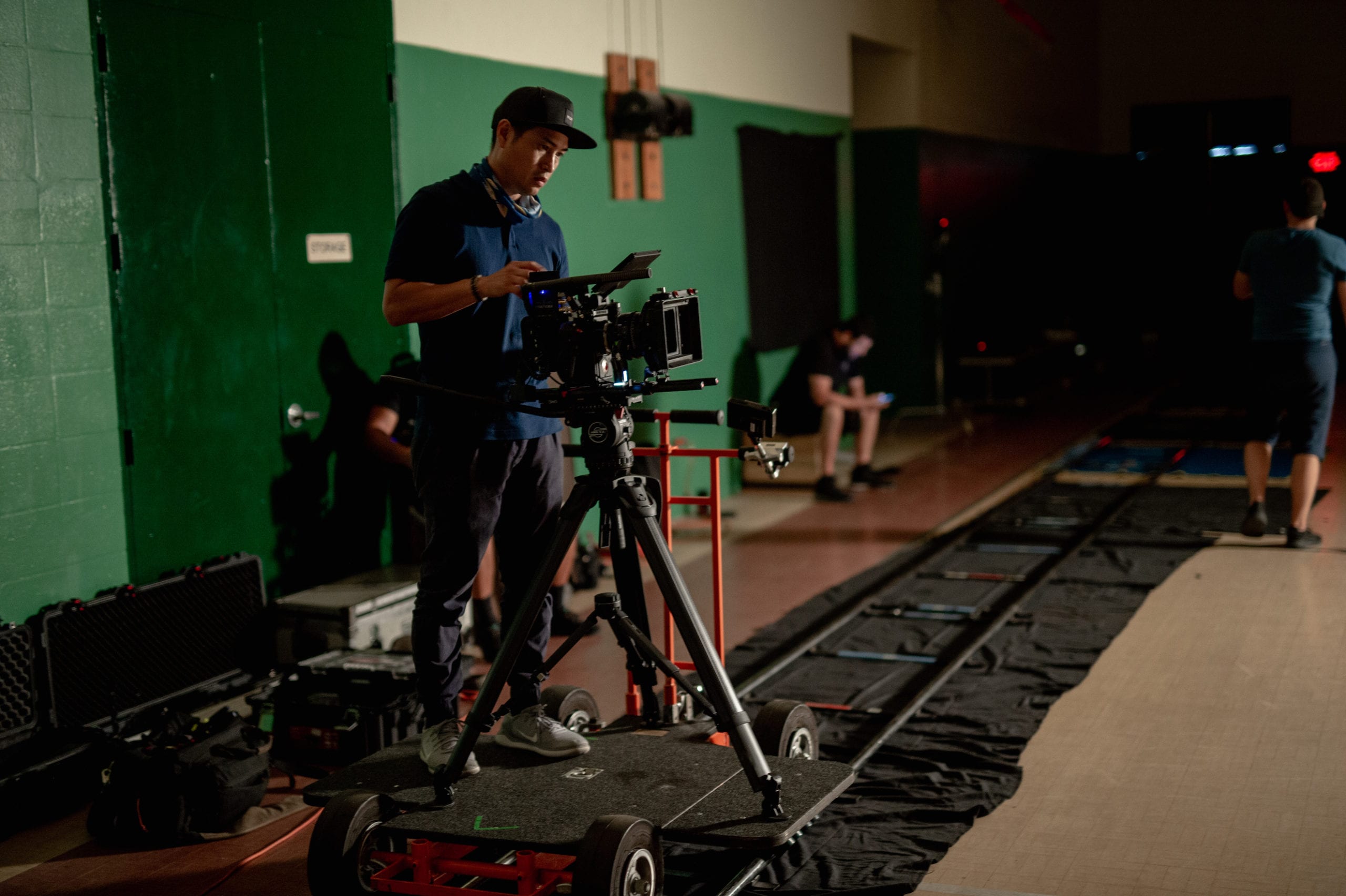 Nike BTS Film crew working on equipment for a scene