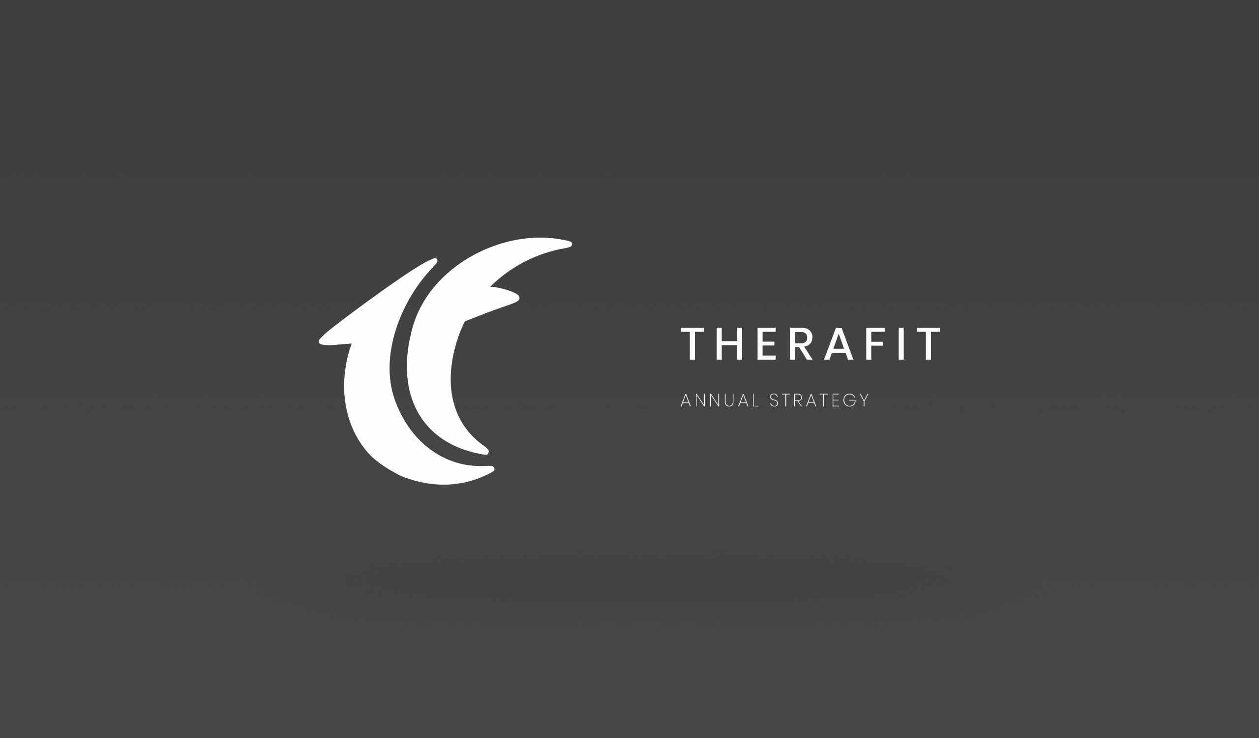 White Therafit Twelve month strategy logo on gray background