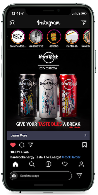 Hard Rock Energy Ad on smartphone display