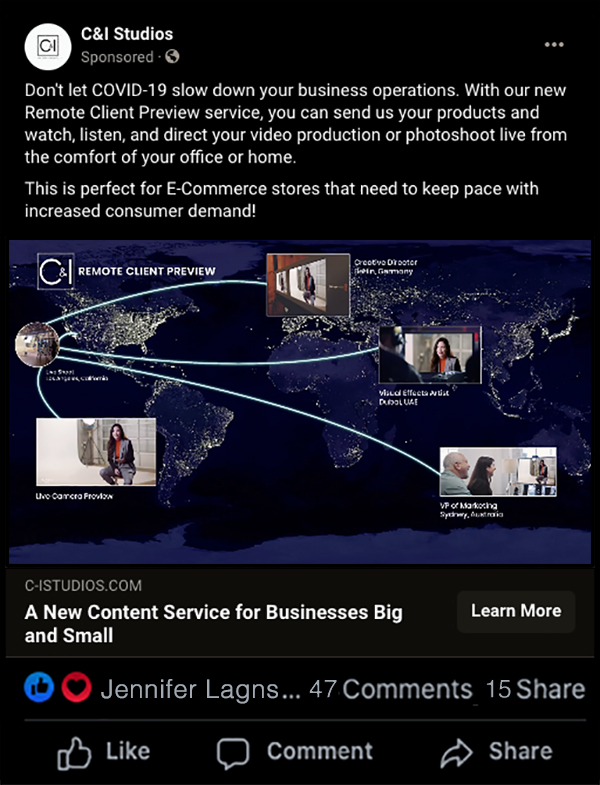 CI Studios New Content Service Preview Ad with graphics of world contacts