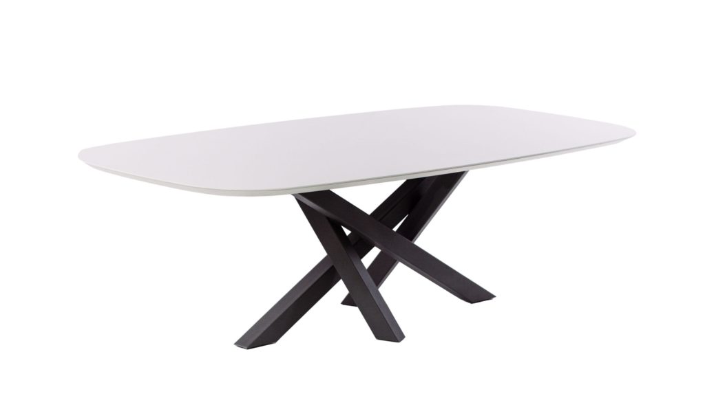 Yiannis Proofs White Oval Table With Black Legs On Display