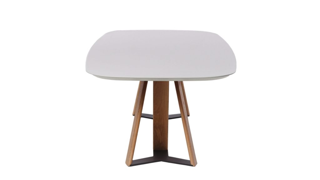 Yiannis Proofs Small White Table With Wooden Legs On Display