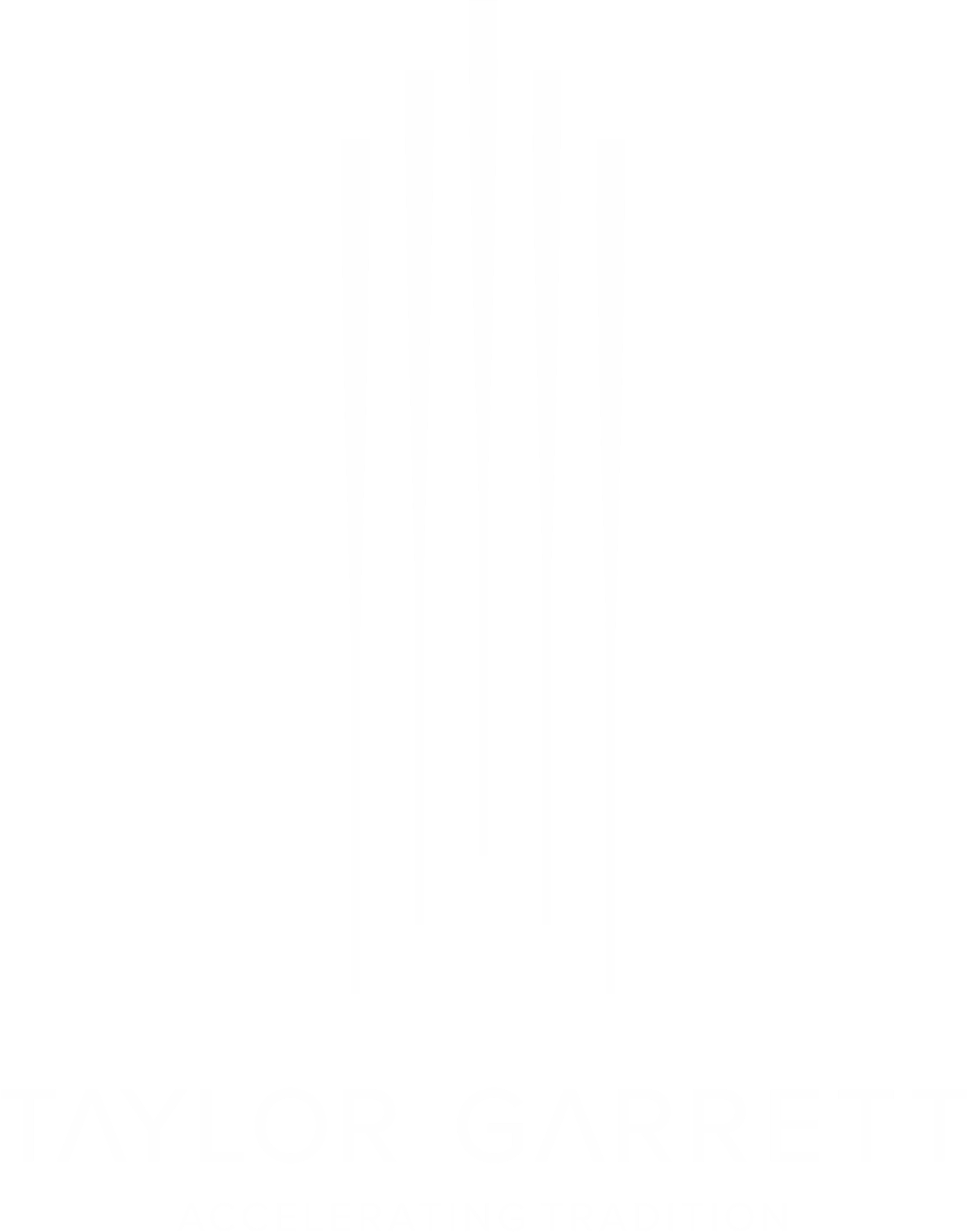 White Taylor Garrett Accelerating Tradition Logo