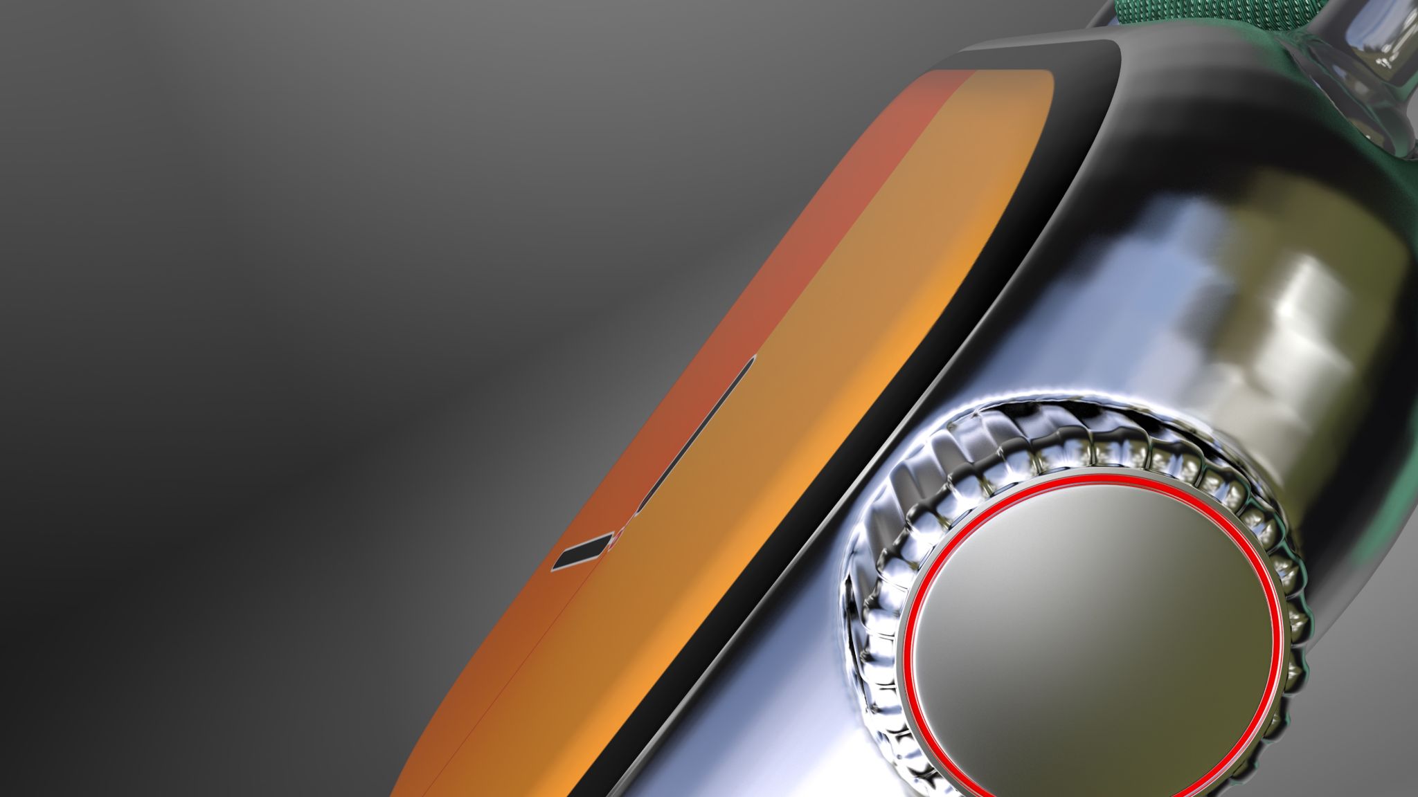 Closeup of side controls of Apple Watch on display 3D Promo Scene