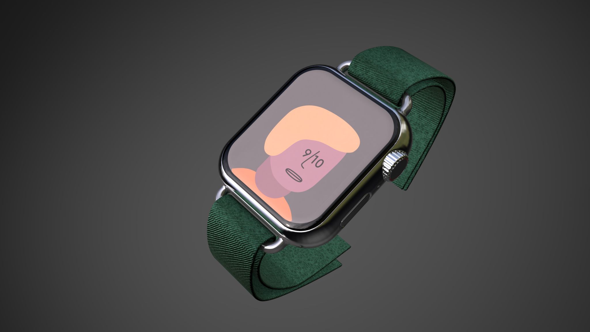 Apple Watch with green band on display 3D Promo Scene