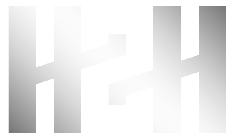 Gray and white H2H logo