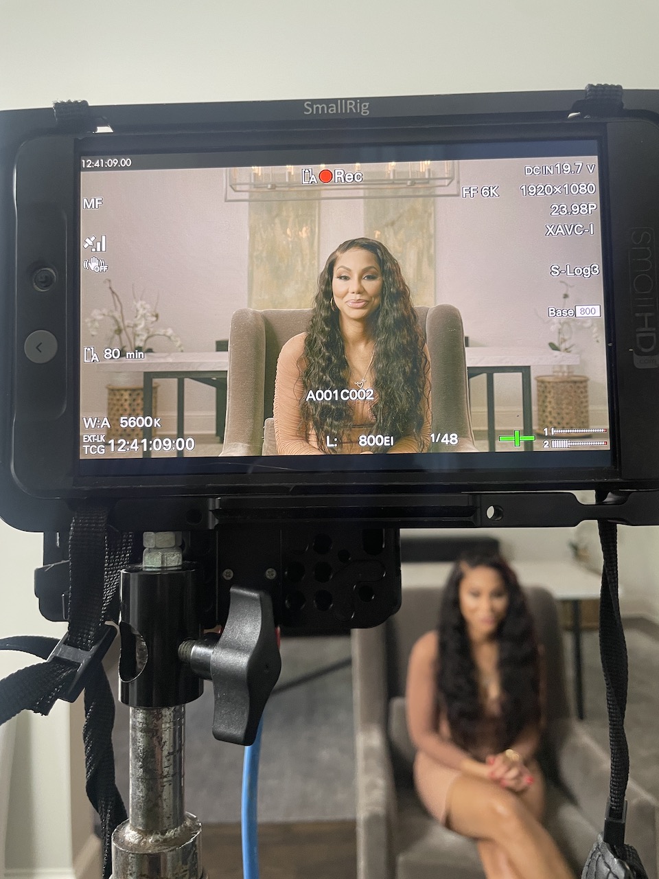 BlackPopBTS Tamar Braxton by CI Studios Closeup of video display monitor with her in the background