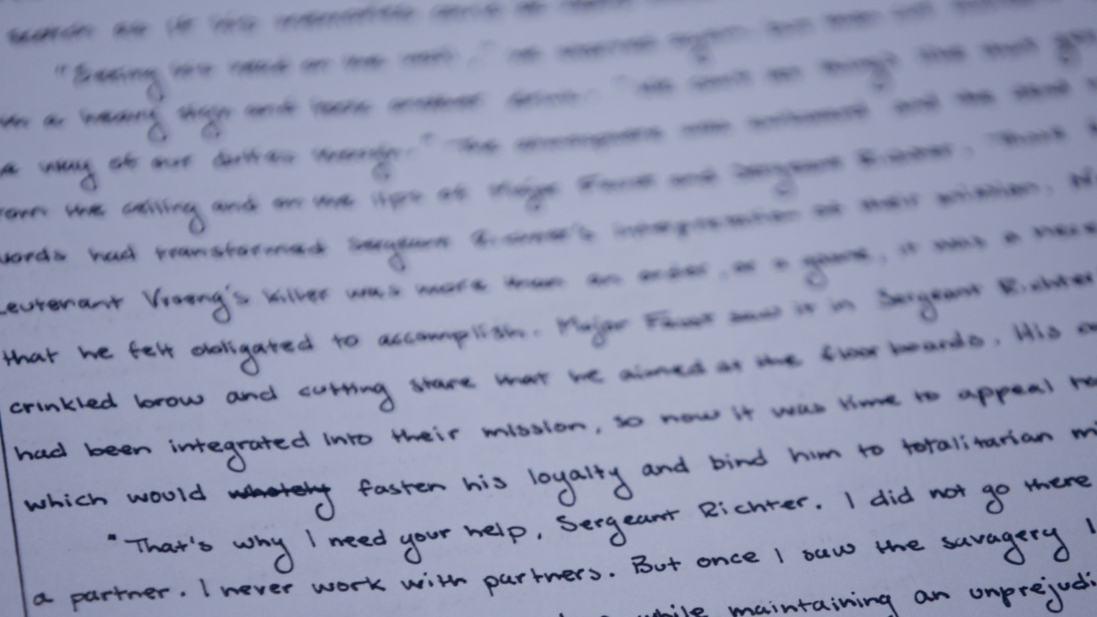 Closeup of handwritten lyrics