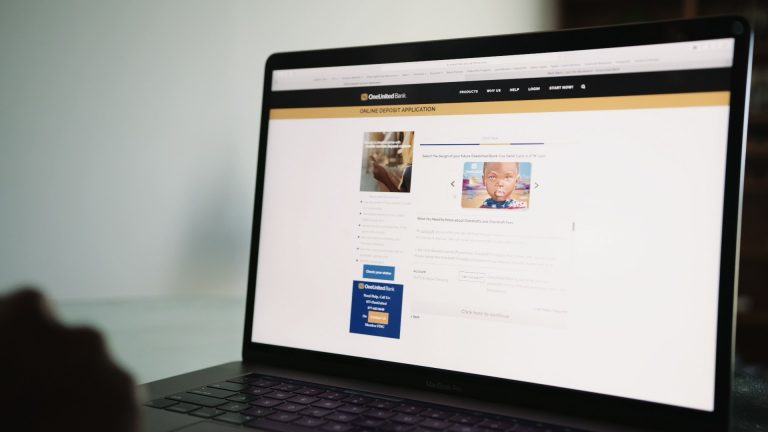 IU Closeup of OneUnitedBank website on laptop screen